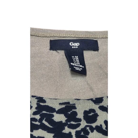 Gap Factory Cheeta print mixed media blouse women's medium - Picture 2 of 5